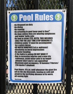 obviousplant:  Swimmers, please take note of the new pool rules.