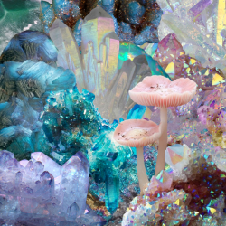 nervousplanet:  crystal cave (digital media collage, images are
