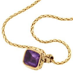 diamondsinthelibrary:  Gold Chain and Antique Gold and Amethyst
