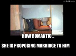 ….. on her knees in a STALL?  Marry that bitch immediately….