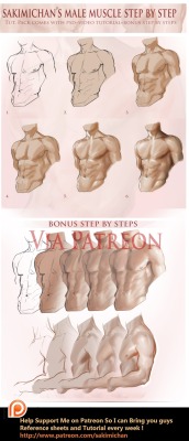 sakimichan:  sakimichan:  Male muscle step by step tutorial Bonus