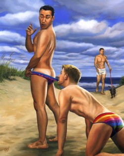 gay-erotic-art:  men-in-art:  Beach BumPaul Richmond2014   Autumn
