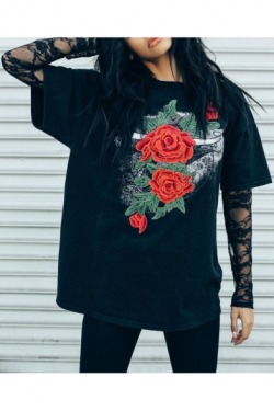 alwayslikeit: Popular Fashion Tees Collection  Rose Embroidered