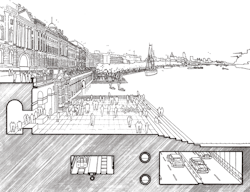 architectural-review:  In this 1986 drawing of Riverside Walkway,