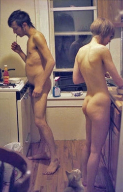 naked in the kitchen