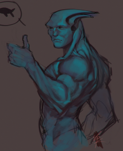 needed a break from work so I drew alien man giving u thumbs