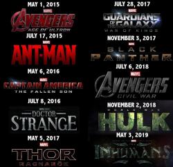 marvelsfuturepast:  Hello fans. Here’s the list of the upcoming