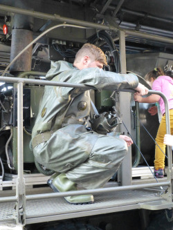farmboy84hh:  Austrian Army dude in full Rubber Suit and Wellies