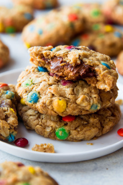 sallysbakingaddiction:  Peanut Butter Cup Surprise Monster Cookies 