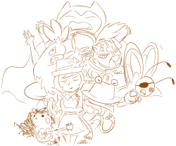 leomodesto:  here is a sketch of my pokémon team in x as of