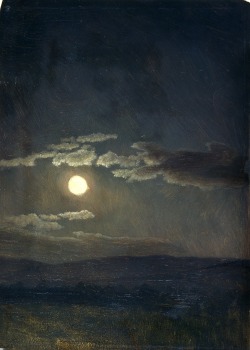 colourthysoul:  Albert Bierstadt - Cloudy Study, Moonlight (ca.