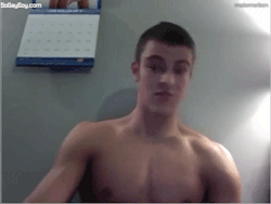 properfaggot:  Sexy college stud showing off and playing with