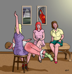spanked2tears:  How embarrassing!  A wife punishing her sissy