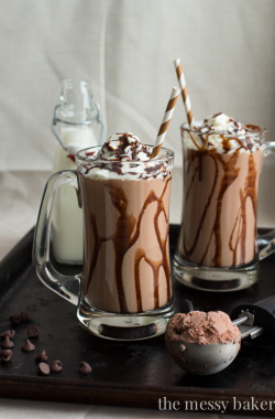 foodiebliss:  Chocolate Peanut Butter Roasted Banana MilkshakeSource: