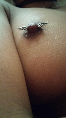 dieforthemusic:  Changed out one of my nipple’s jewelry, see