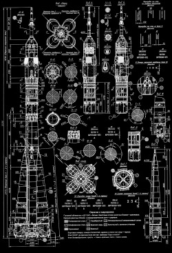 thekhooll:  Soyuz Blueprint of a Russian Soyuz rocket. Click here to
