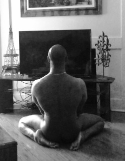 Some edited nude yoga shots…black and white then augmented