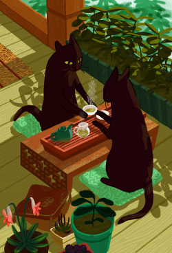 thevintagepostbox:  Illustration: Tea Cats 