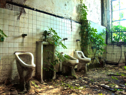 sanithna:  An abandoned Atlanta school’s bathroom is slowly