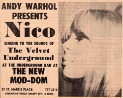 psychedelicway:  Nico “singing to the sounds of The Velvet