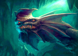 creaturesfromdreams:  Dragon in his cave by MitchGrave —-x—-