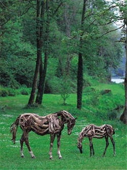 Horses made out of driftwood