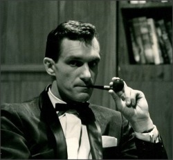1950sunlimited:  Hugh Hefner, 1959 on set of Playboy Penthouse