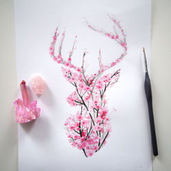 culturenlifestyle: Charming Cherry Blossom Silhouettes of Animals