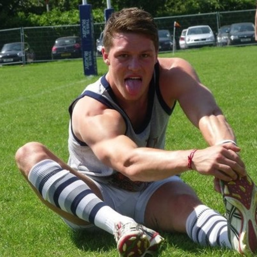 Bisexual Bristol athlete Chris Stone shoving a fat courgette