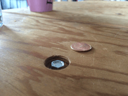 thingsfittingperfectlyintothings:  penny   hole(fit found by Shane