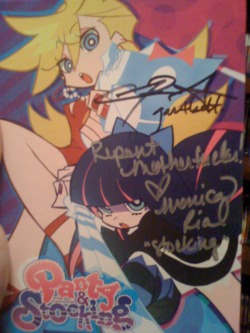 Got my copy of Panty and Stocking signed by two awesome voice