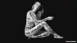 Amber Heard making a statement: “Those who believe in democracy,