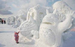  Totoro snow sculpture at the Asahikawa Winter Festival, Hokkaido