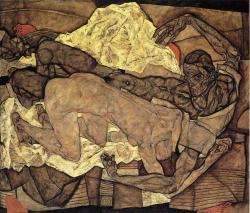 expressionism-art:  Lovers Man and Woman via Egon SchieleSize: