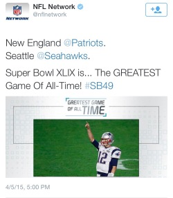 tombraidee:SB49 was voted as the greatest Super Bowl of all time!