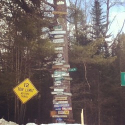 The sign tree in Freedom, NH.