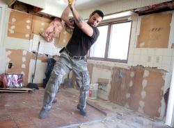 hgtv-addict:  Anthony powers through the floor….and his pants