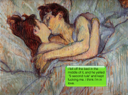 ifpaintingscouldtext:  Henri de Toulouse-Lautrec | In Bed The