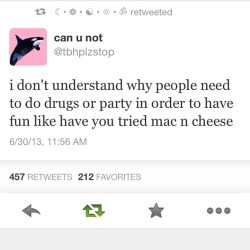 Mac n cheese party at my place in 30. Be there.