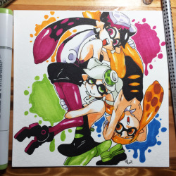 3drod:  Inktober day 10! The Squid Sisters! (and agent 3, AKA