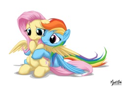 equestrian-pony-blog:  Rainbow Hugs Fluttershy by mysticalpha