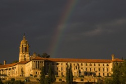 yahoonewsphotos:  Mandela rainbow A rainbow forms over the Union