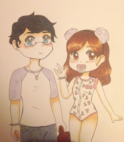 sirennservitude:  inuyasha-hugs:  I drew me and daddy   Awwww