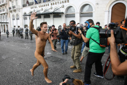 maleinstructor:  A naked protester runs through Syntagma Square
