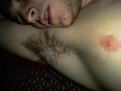 malearmpits:  Hairy pit and pink nipple! :D