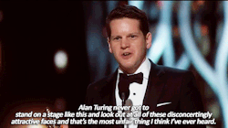 sandandglass:Graham Moore accepts the Oscar for Best Adapted