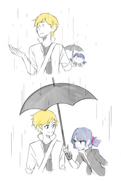 thereadables:  Thanks for the umbrella. Adrien & Marinette