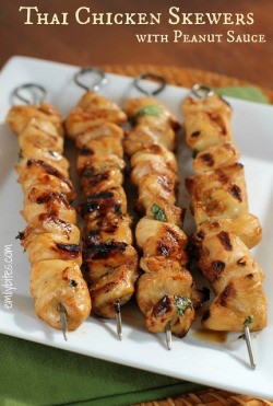 in-my-mouth:  Thai Chicken Skewers with Peanut Sauce 