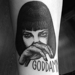 forevermoretattoo:  We totally love this Pulp Fiction one tattooed