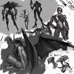Sketch dump - tested out some new brushes during a google hangout